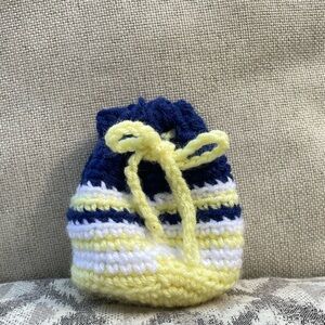 Handmade Yellow and Blue Crochet Pouch